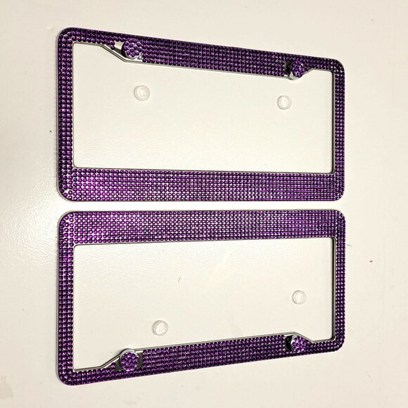 Purple Rhinestone Crystal Bling Car Plate Frames - Picture 1 of 6